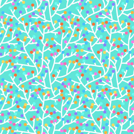 Simple floral seamless branches and berries pattern for summer notebooks and autumn wrapping paper and clothes print and kids and fabrics. high quality illustrationの写真素材