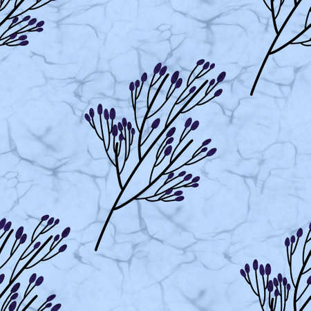 Simple branches seamless floral berries pattern for wrapping paper and clothes print and fabrics and accessories and kids. high quality illustrationの写真素材