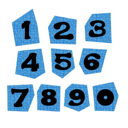 Set with cartoon numbers for kids and hobbies and packaging and fabrics and wrapping paper and...