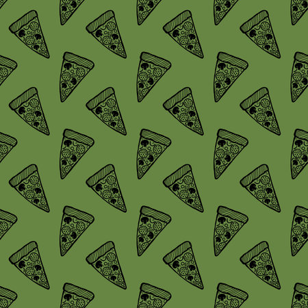 Cartoon pizza seamless food menu pattern for fabrics and wrapping paper and clothes print and accessories and kids. high quality illustrationの写真素材