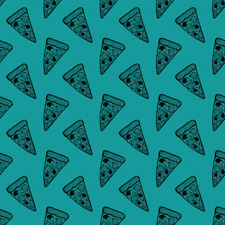 Cartoon pizza seamless food menu pattern for fabrics and wrapping paper and clothes print and accessories and kids. high quality illustrationの写真素材