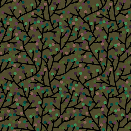 Simple floral seamless branches and berries pattern for summer notebooks and autumn wrapping paper...