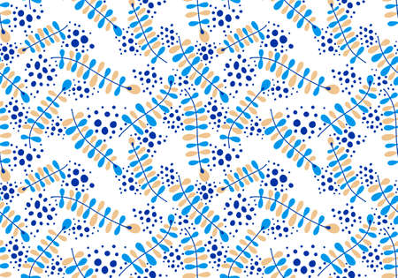 Abstract floral branches seamless cartoon doodle leaves pattern for clothes print and wrapping paper...