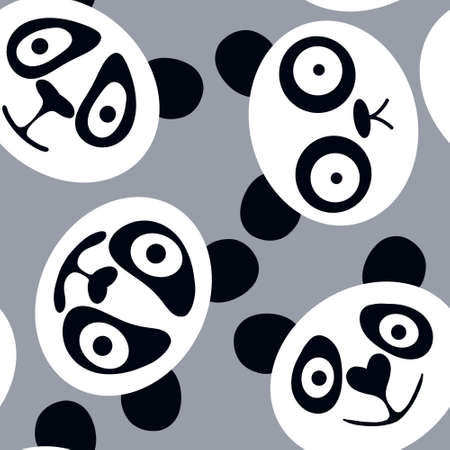 Animals cartoon seamless panda pattern for kids clothes print and wrapping paper and accessories and notebooks and fabrics. high quality illustrationの写真素材