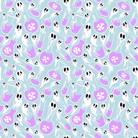 Halloween poison witch potion seamless ghost cartoon pattern for wrapping paper and kids and...