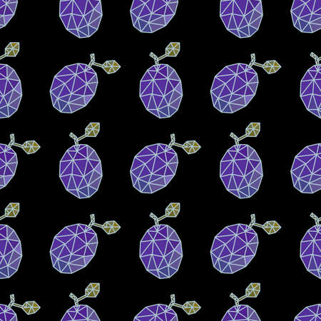 Autumn fruit geometric seamless polygonal plums pattern for clothes print and wrapping paper and accessories and notebooks and kids. high quality illustrationの写真素材