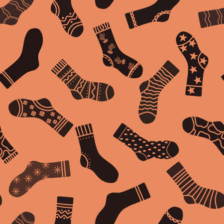 Cartoon kids seamless winter socks pattern for wrapping paper and clothes print and accessories and...