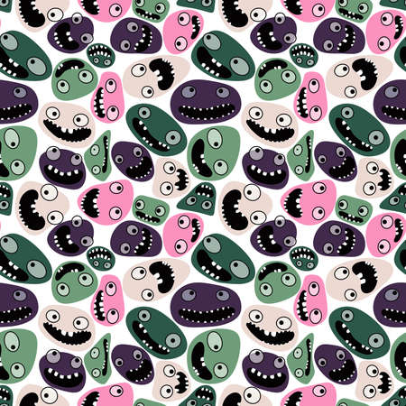 Cartoon kids store monsters seamless aliens kawaii pattern for clothes print and wrapping paper and accessories and school notebooks and fabrics . high quality illustrationの写真素材