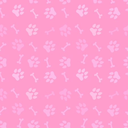 Cartoon doodle animals seamless dogs footprints and bones pattern for clothes print and kids accessories and notebooks and fabrics and wrapping shop paper. high quality illustrationの写真素材