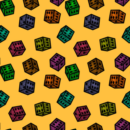 Cartoon geometric seamless game dice pattern for kids and clothes and accessories and notebooks and wrapping paper. high quality illustrationの写真素材