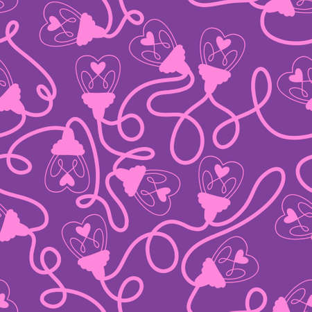 Winter festive illumination seamless light heart bulbs pattern for Christmas wrapping paper and...