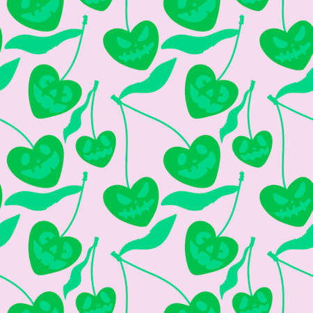 Halloween seamless evil cherry cartoon pattern for kids accessories and festive wrapping paper and...