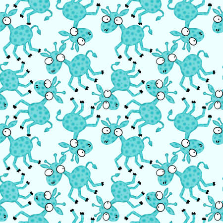 Cartoon animals seamless aliens giraffe pattern for kids clothes print and wrapping paper and accessories and notebooks and fabrics. high quality illustrationの写真素材