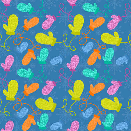 Winter warm kids gloves seamless Christmas weather pattern for wrapping paper and clothes print and...