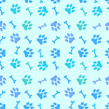 Cartoon doodle animals seamless dogs footprints and bones pattern for clothes print and kids accessories and notebooks and fabrics and wrapping shop paper. high quality illustrationの写真素材