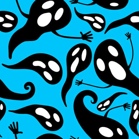 Autumn Halloween seamless cartoon ghost pattern for fabrics and wrapping paper and clothes print and kids. high quality illustrationの写真素材