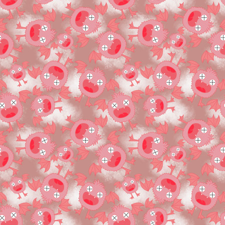Cartoon Halloween seamless monster bats and sculls and pumpkins and ghost pattern for wrapping pattern and fabrics and accessories and notebooks and clothes print. high quality illustrationの写真素材