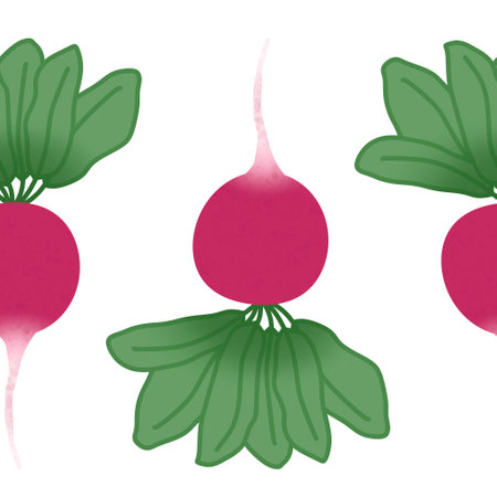 Harvest radish cartoon seamless vegetable pattern for wrapping paper and clothes print and kitchen and accessories and autumn and summer and spring. high quality illustrationの写真素材