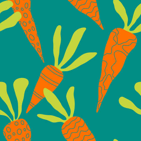 Vegetable cartoon seamless carrot pattern for wrapping paper and kids clothes print and kitchen...