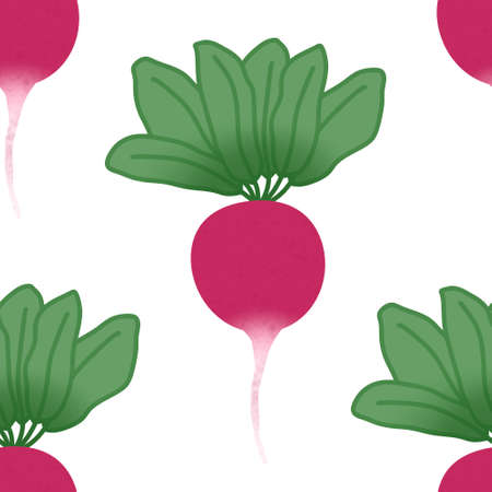 Harvest radish cartoon seamless vegetable pattern for wrapping paper and clothes print and kitchen and accessories and autumn and summer and spring. high quality illustrationの写真素材