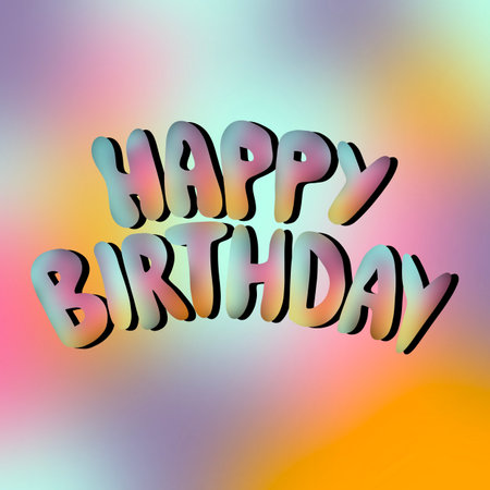 Doodle happy birthday on color paint background for wallpaper and fabrics and kidsの写真素材