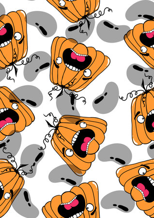 Halloween seamless pumpkins pattern for fabrics and wrapping paper and clothes print and notebooks and accessories and party. high quality illustrationの写真素材