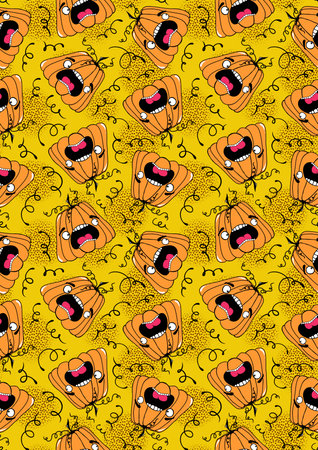 Halloween seamless pumpkins pattern for fabrics and wrapping paper and clothes print and notebooks and accessories and party. high quality illustrationの写真素材