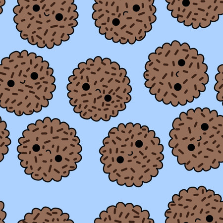 Cartoon kawaii seamless cookie pattern for wrapping paper and kids and clothes print and fabrics and accessories and menu and linens. high quality illustrationの写真素材