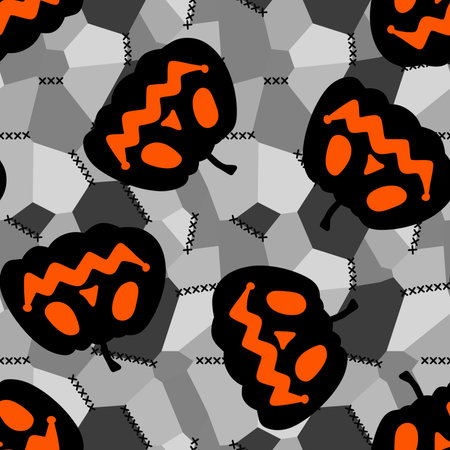 Halloween seamless pumpkins pattern for fabrics and wrapping paper and clothes print and notebooks and accessories and party. high quality illustrationの写真素材