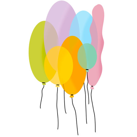 Watercolor festive balloons set birthday cartoon for wrapping and kids clothes print and fabricsの写真素材