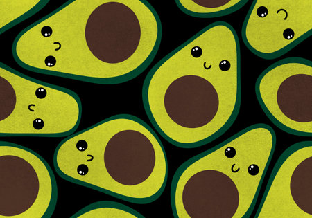 Cartoon green seamless avocado pattern for wrapping paper and kids clothes print and fabrics and...