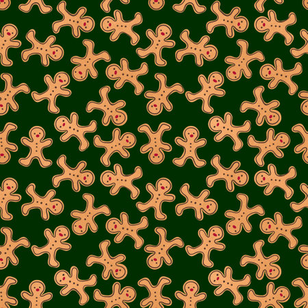 Winter gingerbread man cookies seamless Christmas pattern for wrapping paper and kids clothes print...