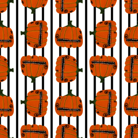Halloween seamless pumpkins pattern for fabrics and wrapping paper and clothes print and notebooks and accessories and party. high quality illustrationの写真素材