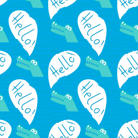 Summer animals seamless crocodile lizards cartoon pattern for wrapping paper and fabrics and linens and kids clothes print and packaging. high quality illustrationの写真素材