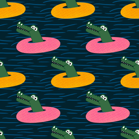 Summer animals seamless crocodile lizards cartoon pattern for wrapping paper and fabrics and linens...