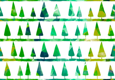 Winter forest seamless Christmas tree pattern for new year wrapping paper and kids clothes print and Noel accessories and fabrics and notebooks and gifts box. high quality illustrationの写真素材