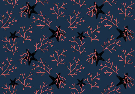 Summer floral animals seamless coral pattern for wrapping paper and fabrics and linens and kids clothes print and swimsuit textiles. high quality illustrationの写真素材