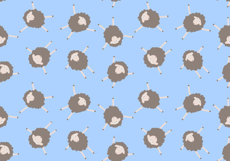 Cartoon farms animals seamless sleeping sheep pattern for wrapping paper and fabrics and linens and kindergarten and packaging and kids clothes print. high quality illustrationの写真素材