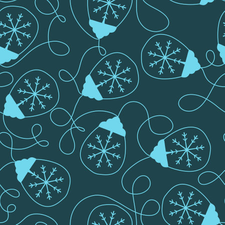 Winter illumination seamless light bulbs cartoon snowflakes pattern for wrapping and fabrics and...