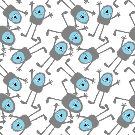 Cartoon bigfoot seamless winter animals monsters ice pattern for wrapping paper and fabrics and kids clothes print and linens and packaging. high quality illustrationの写真素材