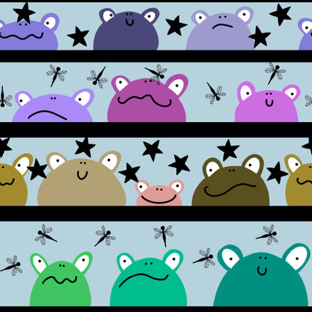 Cartoon animals seamless frogs pattern for wrapping paper and fabrics and linens and kids clothes print and packaging. high quality illustrationの写真素材