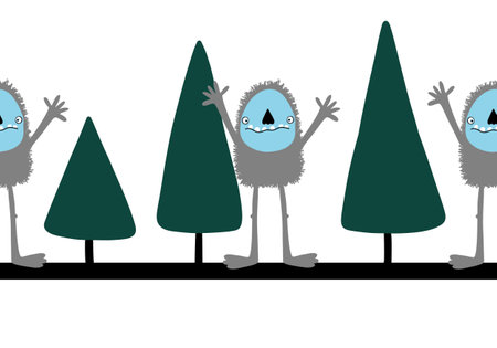 Cartoon bigfoot seamless winter animals monsters ice pattern for wrapping paper and fabrics and kids clothes print and linens and packaging. high quality illustrationの写真素材