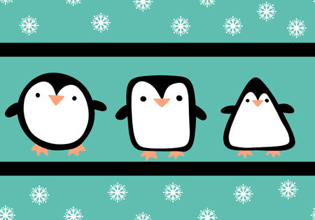 Winter animals seamless penguin cartoon kawaii Christmas fish pattern for wrapping paper and kids clothes print and fabrics and linens and Noel packaging. high quality illustrationの写真素材