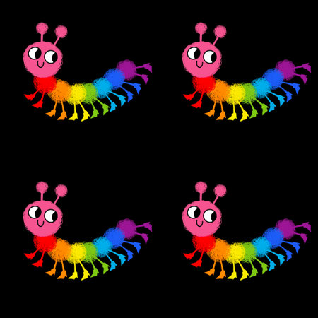 Cartoon animals seamless caterpillar pattern for wrapping paper and fabrics and linens and kids clothes print and summer accessories and kindergarten. high quality illustrationの写真素材