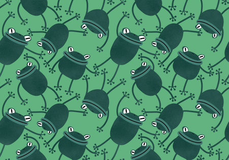 Cartoon animals seamless frogs pattern for wrapping paper and fabrics and linens and kids clothes print and kindergarten textiles. high quality illustrationの写真素材