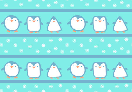 Winter animals seamless penguin cartoon kawaii Christmas fish pattern for wrapping paper and kids clothes print and fabrics and linens and Noel packaging. high quality illustrationの写真素材
