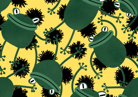 Cartoon animals seamless frogs pattern for wrapping paper and fabrics and linens and kids clothes print and kindergarten textiles. high quality illustrationの写真素材