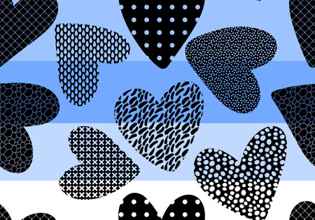 Valentines hearts seamless cartoon pattern for wrapping paper and kids clothes print and fabrics and accessories and linens and textiles. high quality illustrationの写真素材