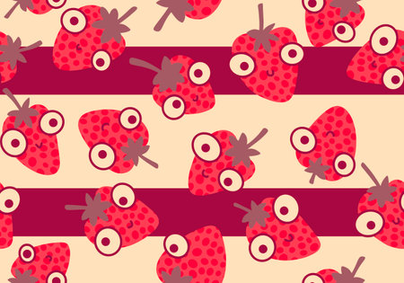Cartoon summer fruit seamless strawberry pattern for wrapping paper and kids clothes print and...