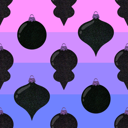 Christmas tree balls seamless glasses glitter toys pattern for wrapping paper and fabrics and linens and kidsの写真素材